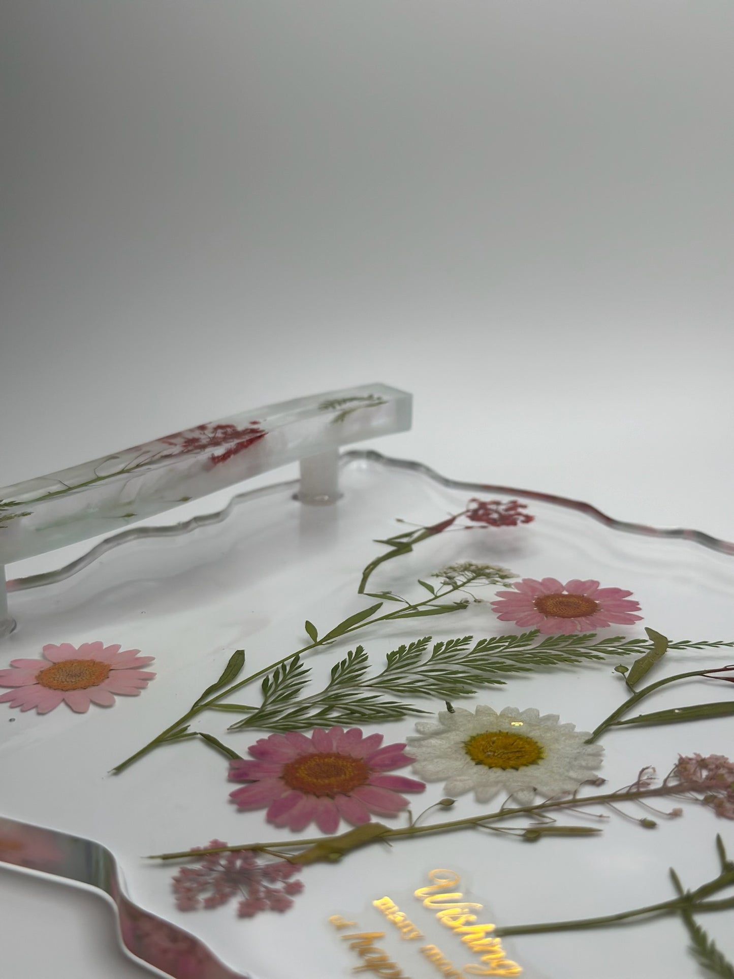 Floral and Clear resin Tray