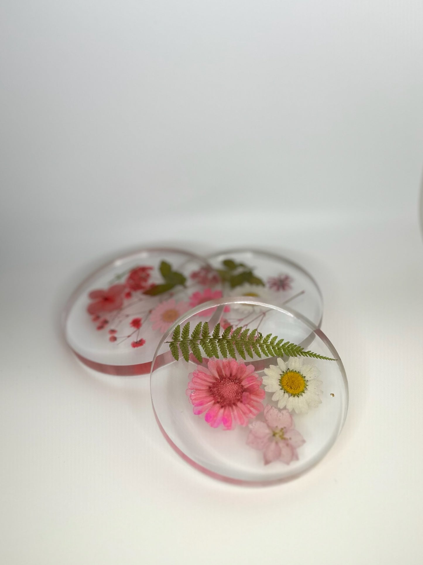 Clear with flowers coasters