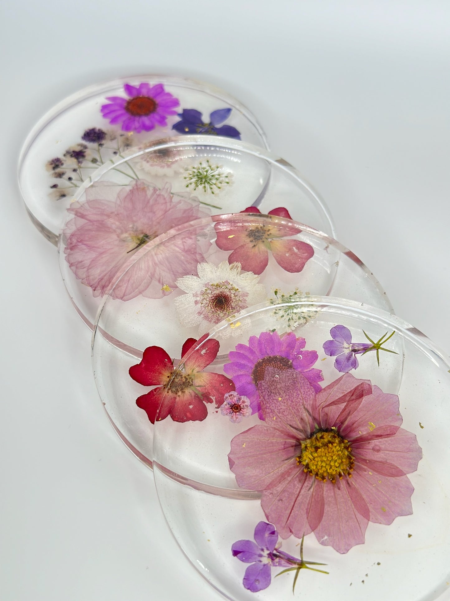 Clear with flowers coasters