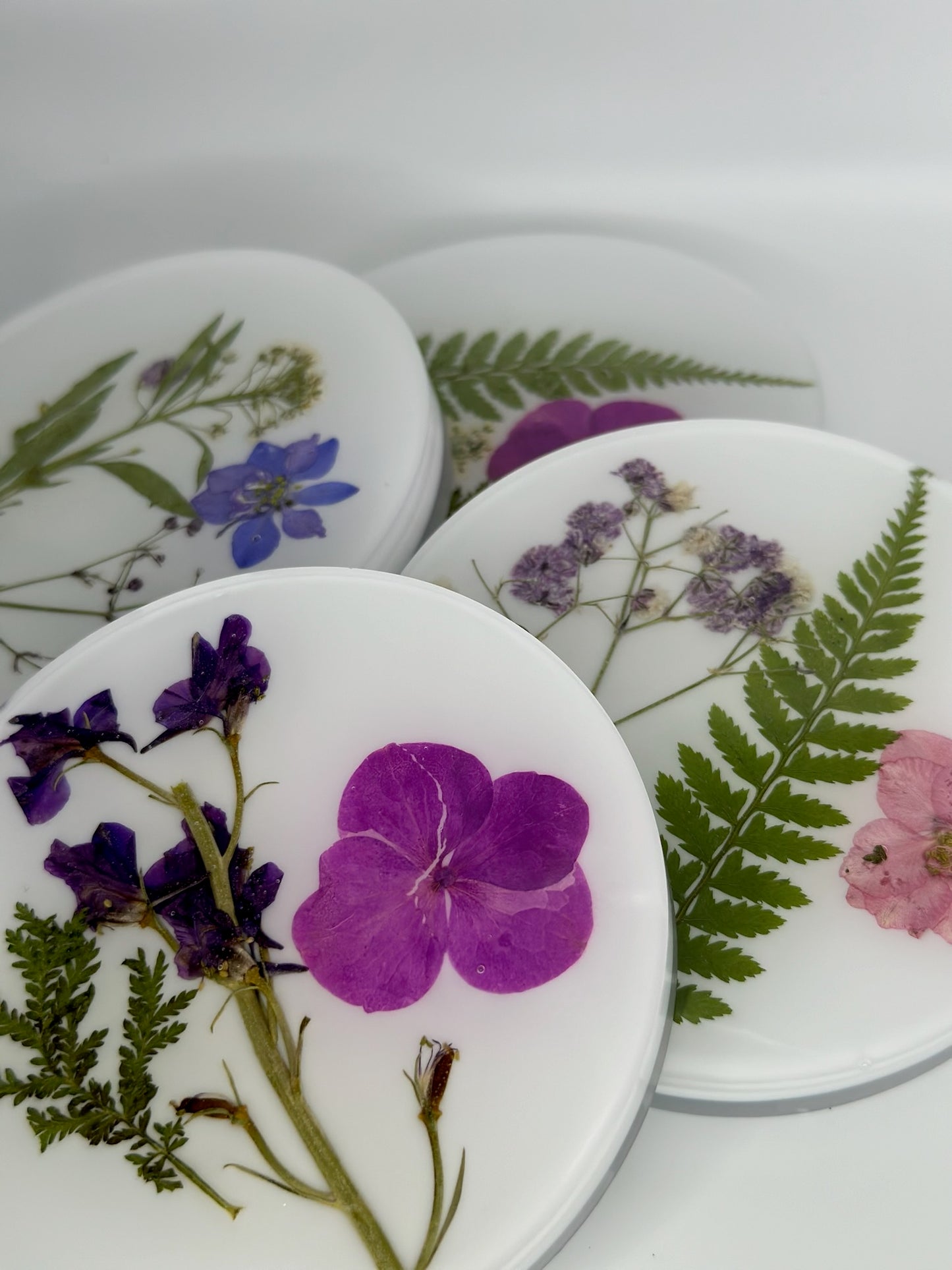 Floral and white coasters