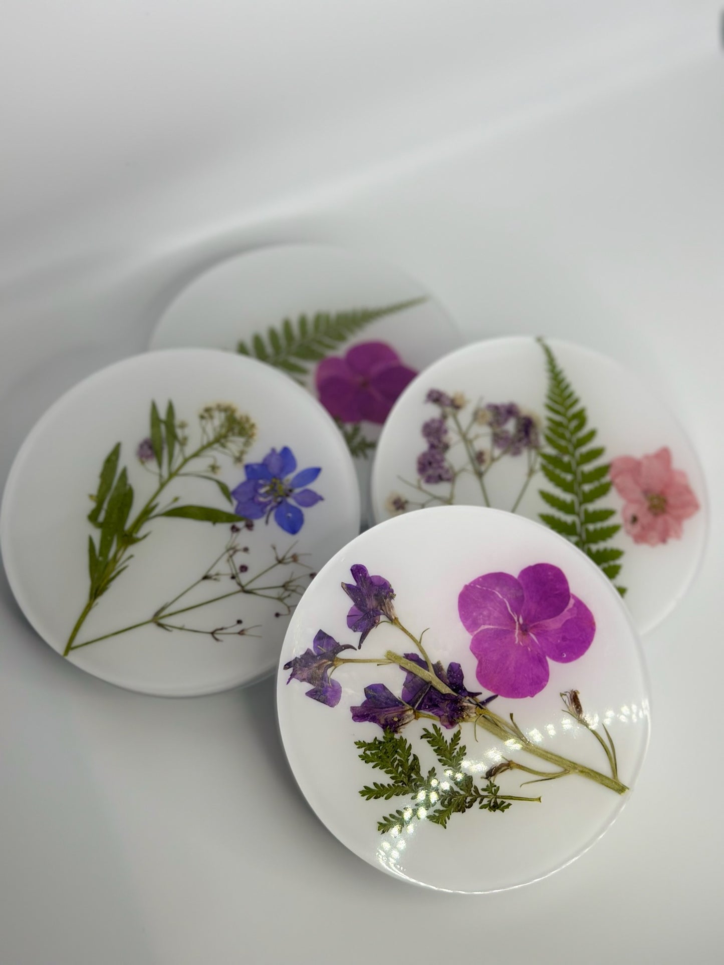 Floral and white coasters