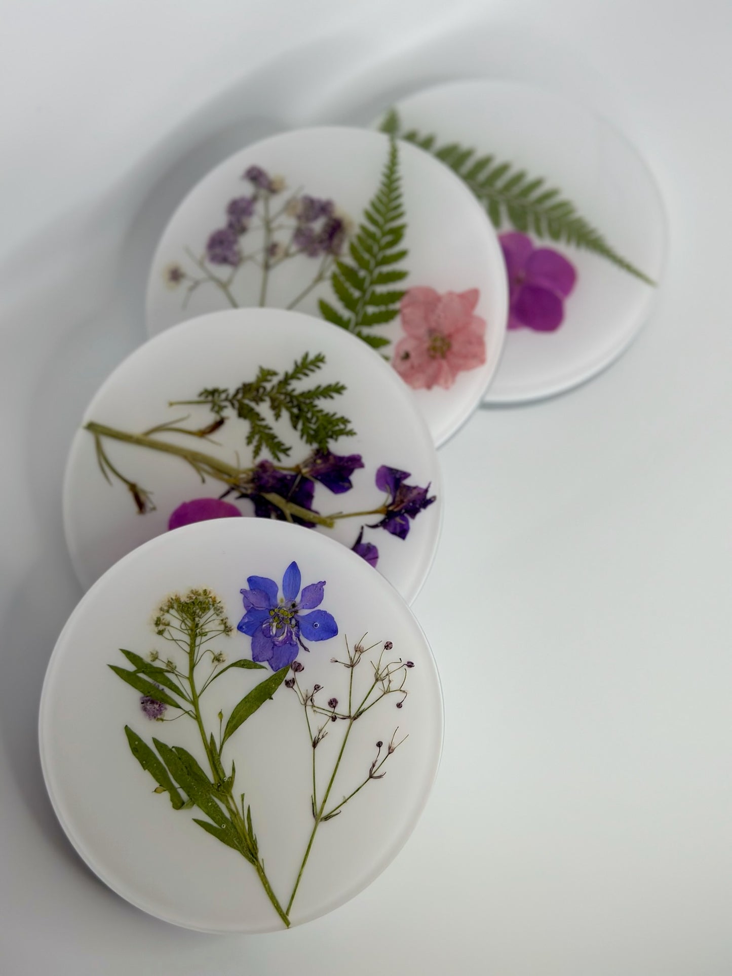 Floral and white coasters