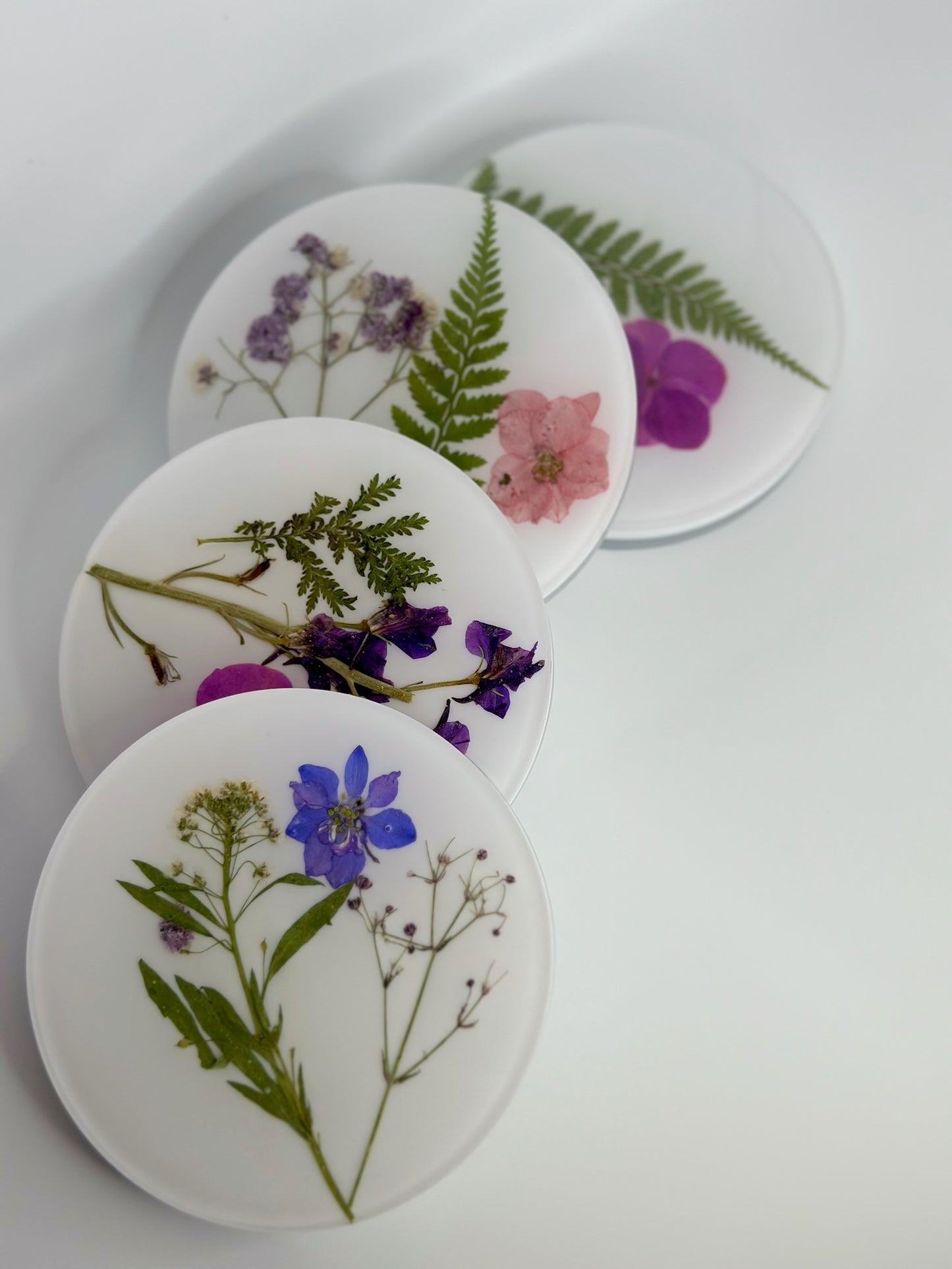 Floral and white coasters