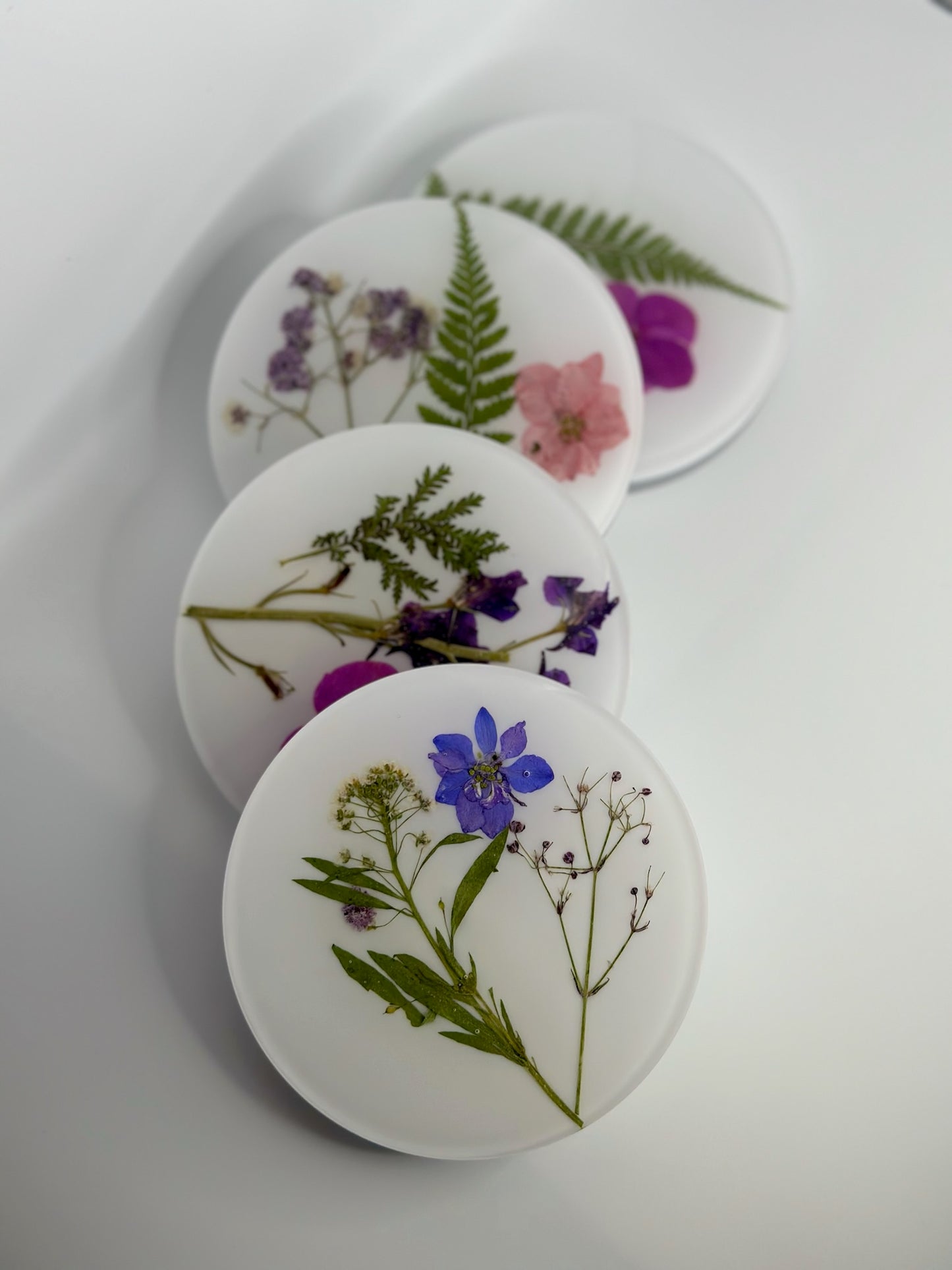 Floral and white coasters